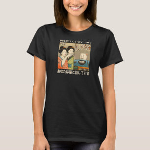 Vintage Japansk Ukiyo e Kvinna som skriker åt Katt T Shirt