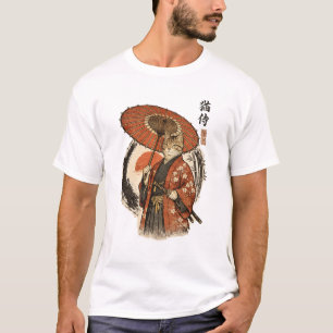 Vintage Japansk Ukiyo-e Träblock Tabby Katt T Shirt