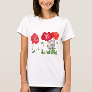 Vintage Japansk Vallmo Botanisk Konst 1917 T Shirt