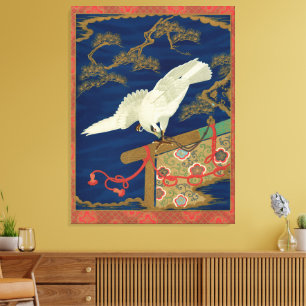 Vintage Japansk Vit Hök Art G.A. Audsley Canvastryck