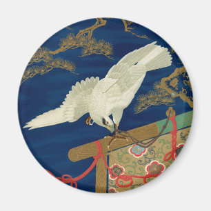 Vintage Japansk Vit Hök Art G.A. Audsley Magnet