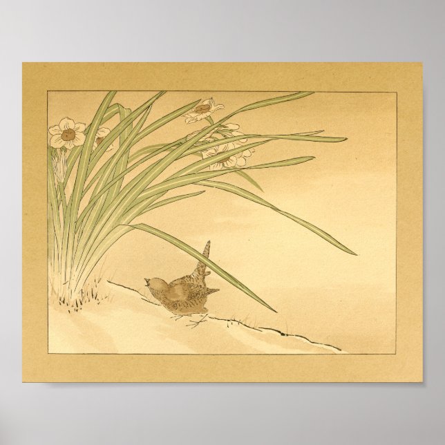 Vintage Japansk Wall Art Bird Poster (Framsidan)