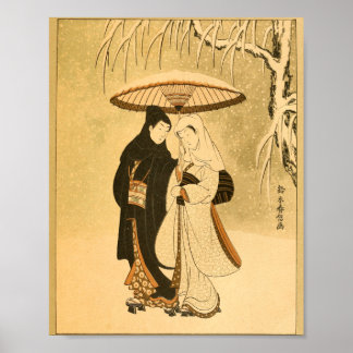 Vintage Japansk Wall Art Woman Man Poster