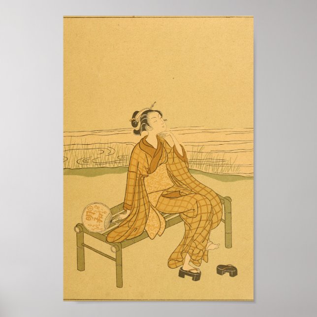 Vintage Japansk Wall Art Woman Poster (Framsidan)