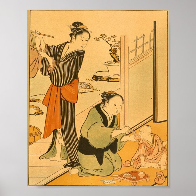Vintage Japansk Wall Art Woman Poster (Framsidan)
