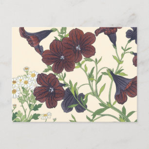 Vintage Japansk Woodblock Blommigt God morgon Glor Vykort