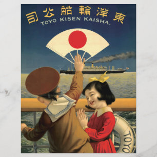 Vintage japanska ångfartygsresa Scrapbookpapper