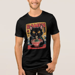 Vintage Japanska Black Cat Ramen T-Shirt