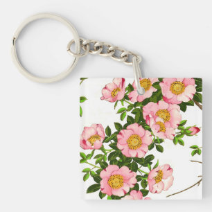 Vintage Japanska Blommar, Rosa och Guld