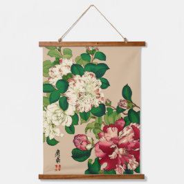 Vintage Japanska Camellias. Djup Rosa på Beige