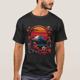 Vintage Japanska Cherry Blommar Sakura Mount Fuji T Shirt