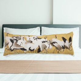 Vintage Japanska Crane Bird Flocks Kroppskudde