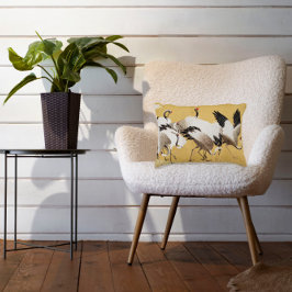 Vintage Japanska Crane Bird Flocks Prydnadskudde