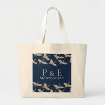 Vintage Japanska Cranes-Bröllopsfesten Monogrammed