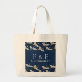 Vintage Japanska Cranes-Bröllopsfesten Monogrammed Jumbo Tygkasse