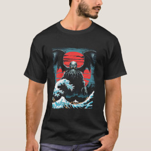 Vintage japanska Cthulhu Stora vågen vid Kanagawa T Shirt