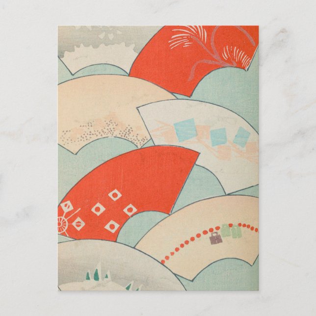 Vintage Japanska Fläkt Vykort (Framsida)