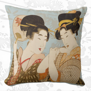 Vintage japanska geishaflickor i kimono kudde