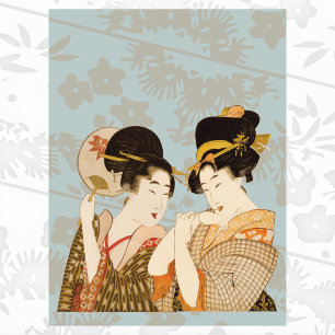 Vintage japanska geishaflickor i kimonoer poster