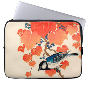 Vintage Japanska Jay Bird and Autumn Grapevine Laptop Fodral
