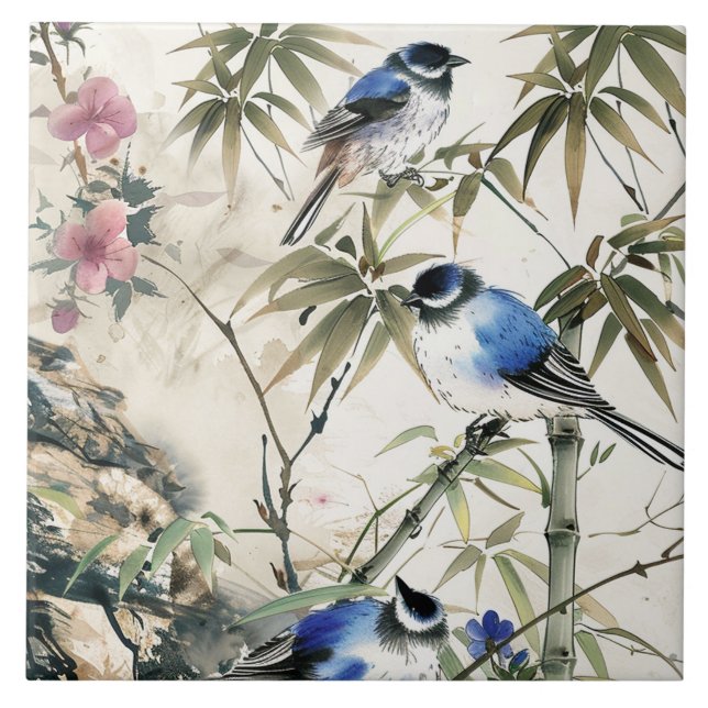 vintage Japanska kökshanddukar Kakelplatta (Framsidan)