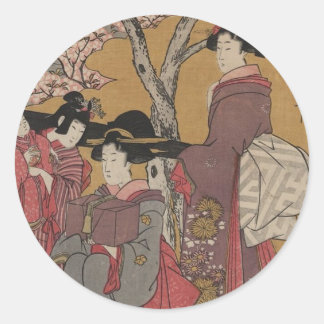 Vintage japanska konstmarkörer runt klistermärke