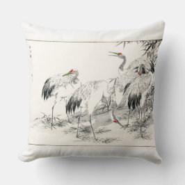 Vintage japanska konsttraner och bambu kudde
