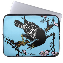 Vintage Japanska Kråka- och Cherry-Blommar Laptop Fodral