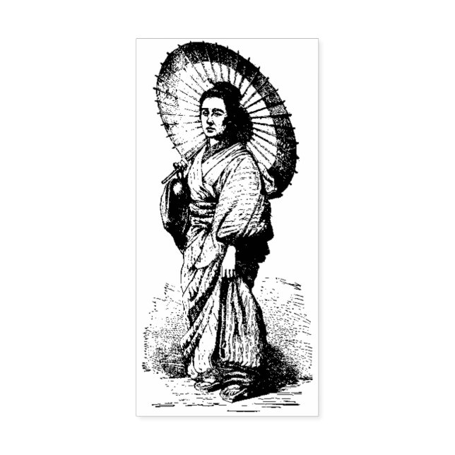 Vintage Japanska kvinnoillustration Stämpel (Tryck)