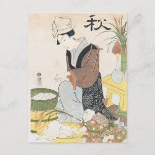 Vintage Japanska kvinnor Tvättar Vykort