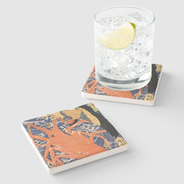 Vintage Japanska loster och fåglar Stenunderlägg (Sidan)