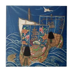 Vintage japanska Lucky Treasure Ship G.A. Audsley Kakelplatta