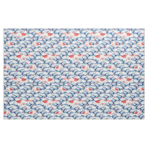 Vintage Japanska mönster-koifiskar Tyg