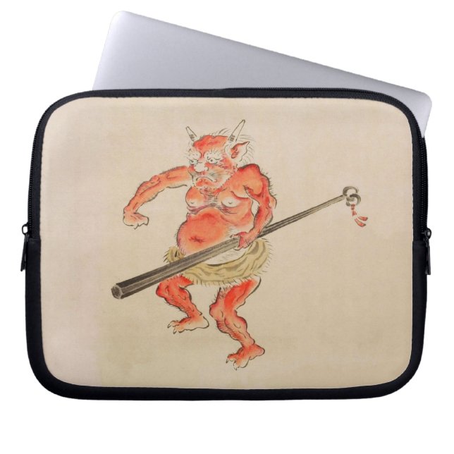 Vintage Japanska Oni Yokai Laptop Fodral (Framsidan)