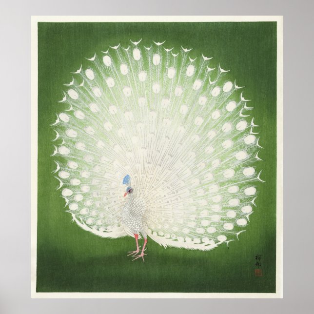Vintage Japanska Peacock av Ohara Koson Poster (Framsidan)