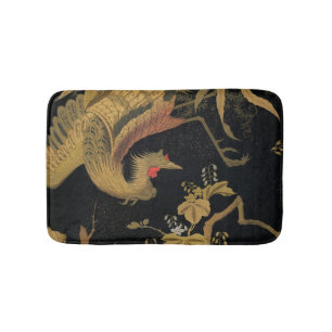 Vintage Japanska Phoenix Gold Black Bird Badrumsmatta