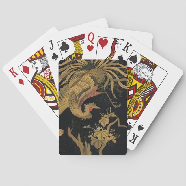 Vintage Japanska Phoenix Gold Black Bird Casinokort (Baksidan)