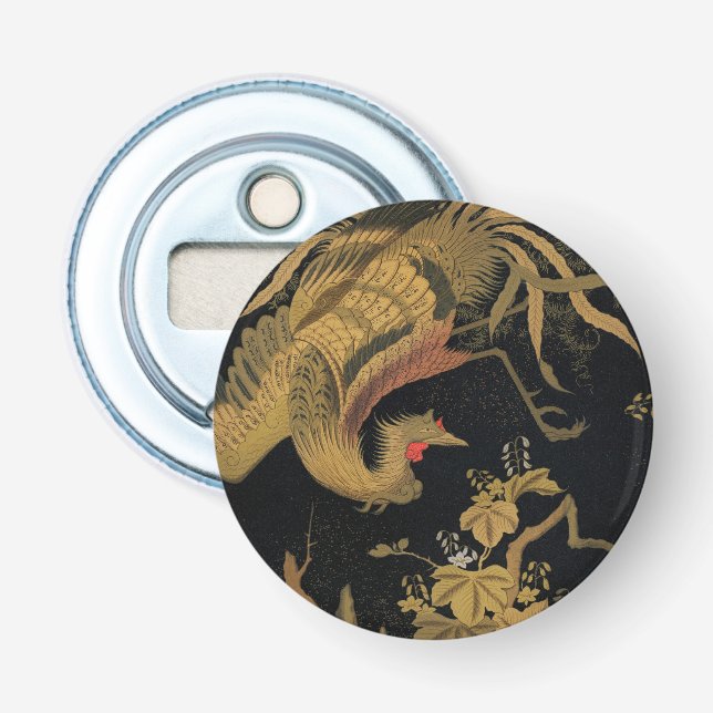 Vintage Japanska Phoenix Gold Black Bird Flasköppnare (Framsidan)