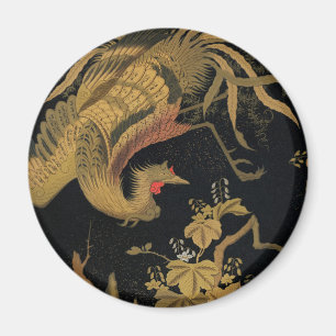Vintage Japanska Phoenix Gold Black Bird Magnet