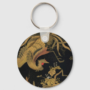 Vintage Japanska Phoenix Gold Black Bird Nyckelring