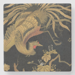 Vintage Japanska Phoenix Gold Black Bird Stenunderlägg