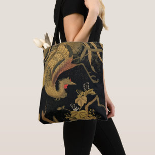 Vintage Japanska Phoenix Gold Black Bird Tygkasse