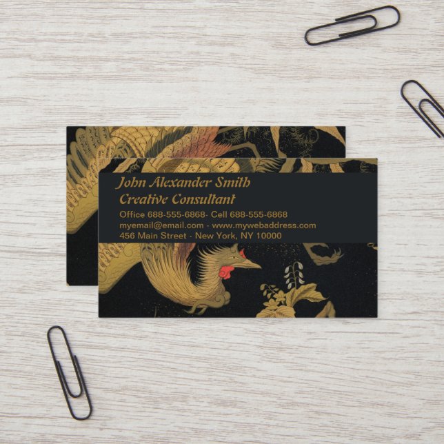 Vintage Japanska Phoenix Gold Black Bird Visitkort (Fram/Back In Situ)