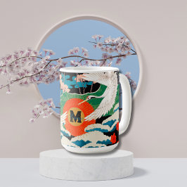 Vintage Japanska Sakura och Röda kronor Kaffemugg
