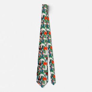 Vintage Japanska Sakura och Röda kronor Slips