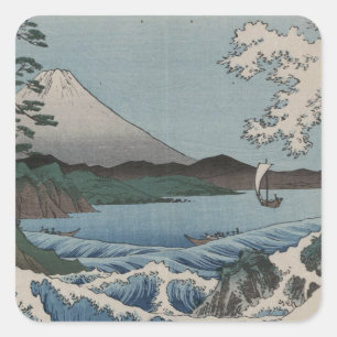 Vintage Japanska Satta-havet Fyrkantigt Klistermärke