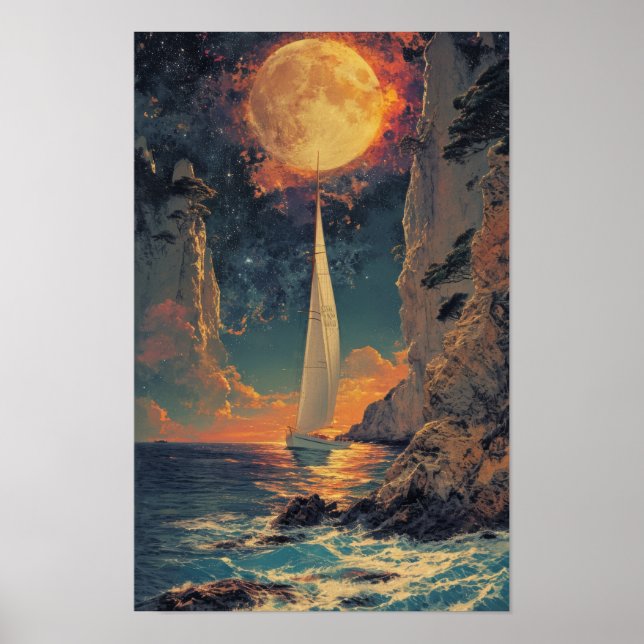 Vintage japanska segelbåtar Poster (Framsidan)