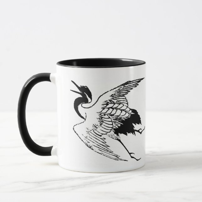 Vintage Japanska Teckning i Crane Mugg (Vänster)