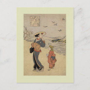 Vintage japanska träblock vykort