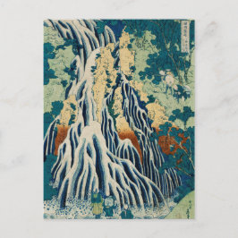 Vintage Japanska träblock Waterfall Kirifuri Vykort